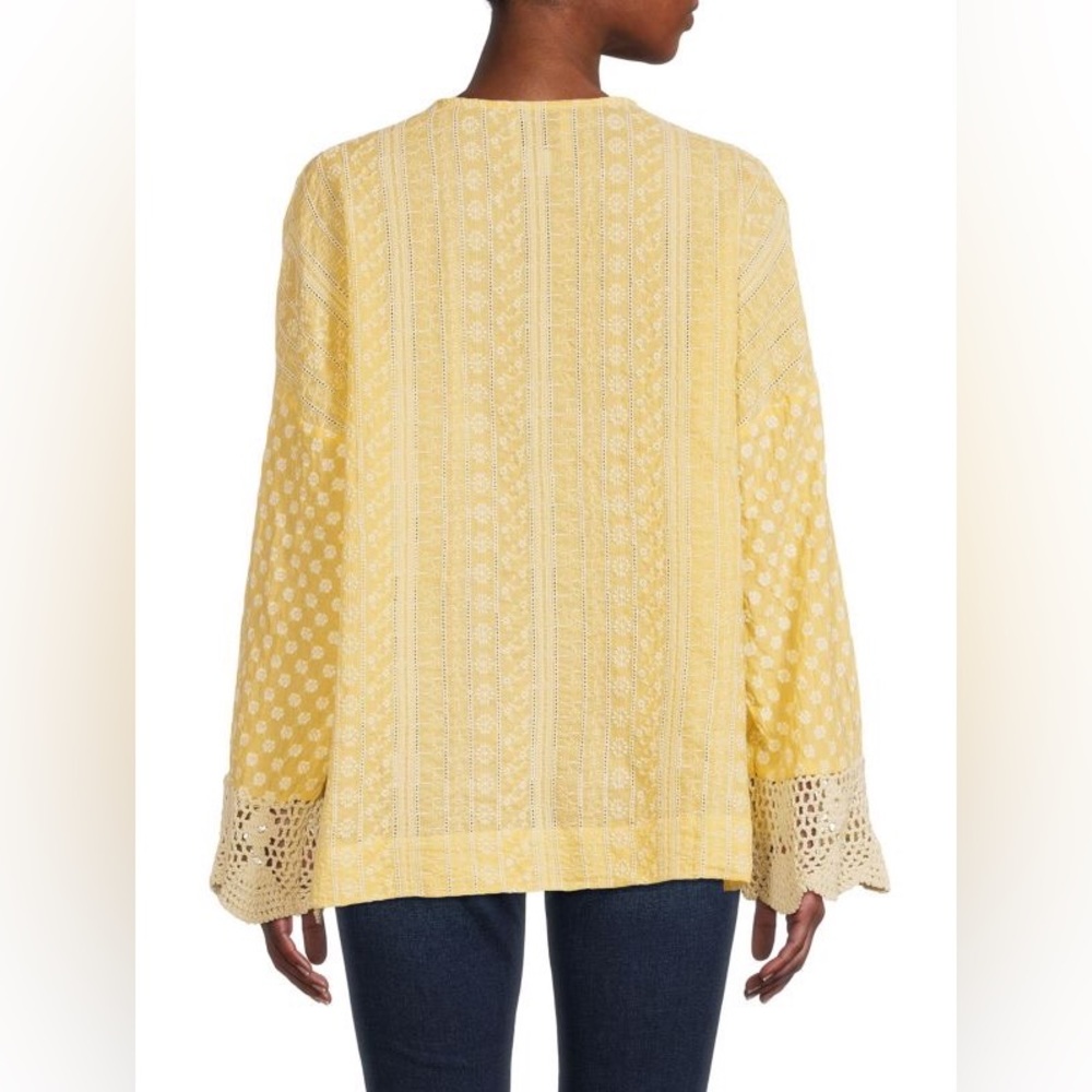 (A56) AREA STARS Luna Eyelet Embroidered Top, Color: Lemon, Size Large, NWT - Picture 6 of 9